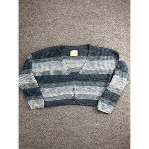 Lucky Brand Sweater Womens Large Striped Button Cardigan Knit Soft Cozy